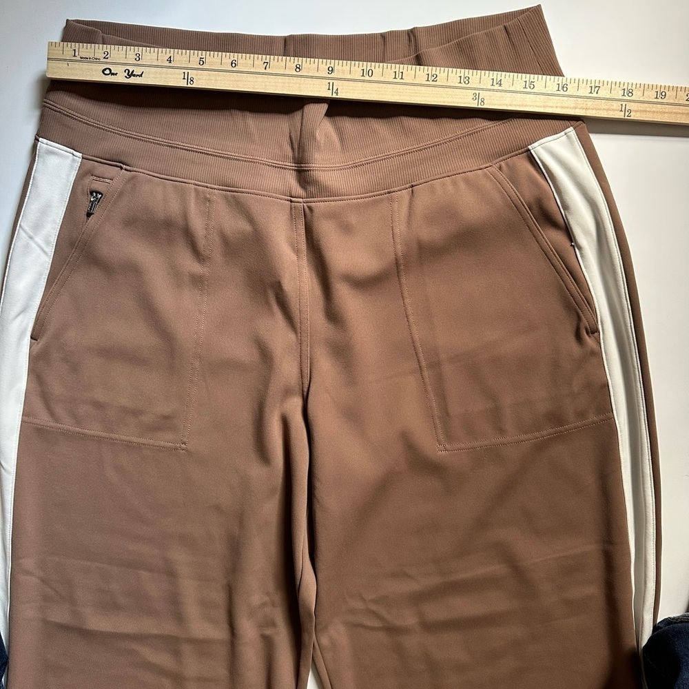 Athleta Brown and White Joggers with Sporty Stripes Size L - Picture 2 of 15